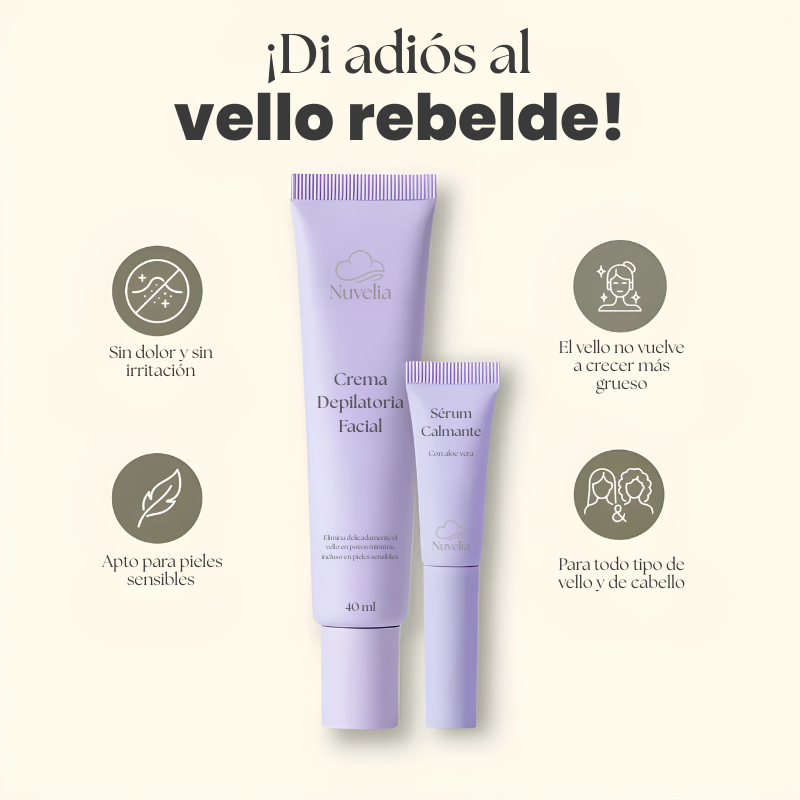 Crema Depilatoria Facial Nuvelia + Sérum Calmante Gratis