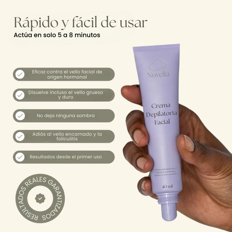 Crema Depilatoria Facial Nuvelia + Sérum Calmante Gratis